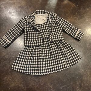 GB Girls Stylish Tweed Black and White Kids Coat & Matching Dress